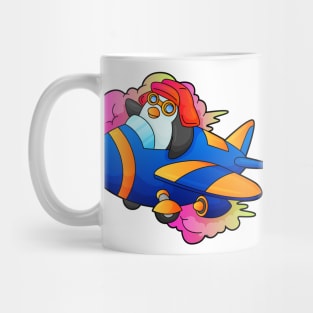 Penguin as Pilot with Plane Mug